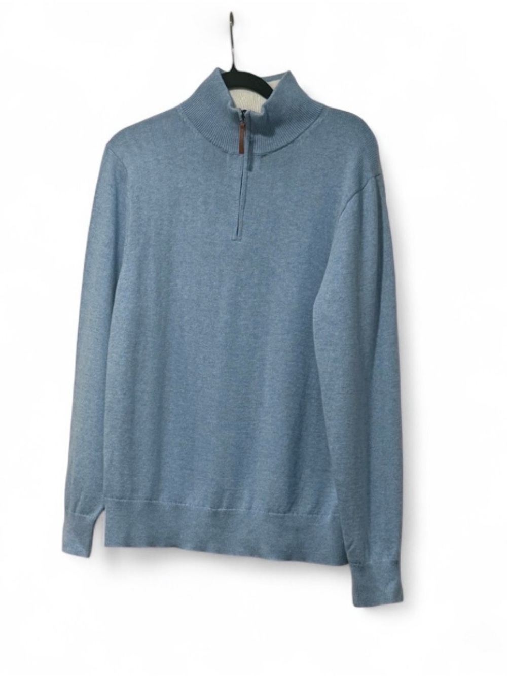 J Crew 1/4 Zip Pullover, Mock Neck, Ribbed Collar, Leather Zipper Pull, S